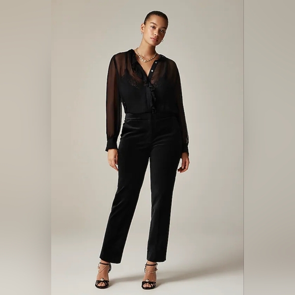 Nwt J. Crew Womens $168 Kate Slim-fit Pant in Velvet Black  Size 00 - Picture 1 of 6
